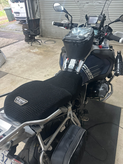 Wind Rider mesh seat cover on a BMW R 1250 GS Adventure