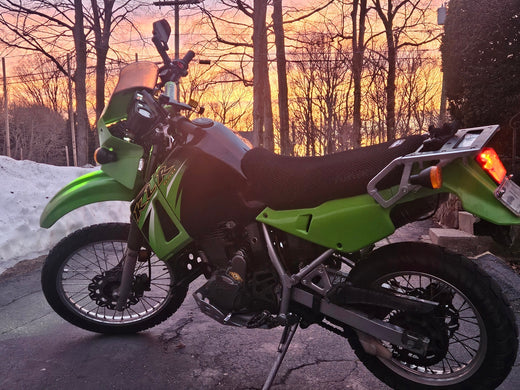 Wind Rider mesh seat cover on a Kawasaki KLR 650