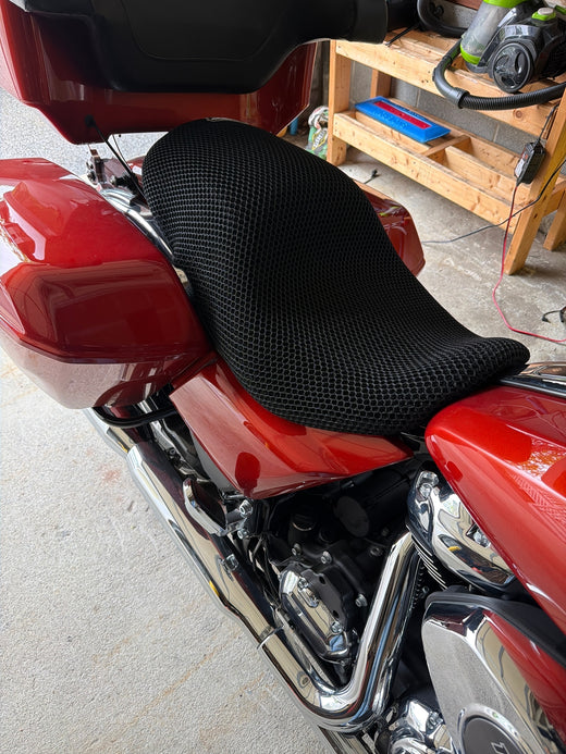 Wind Rider mesh seat cover on a Harley Davidson Road Glide