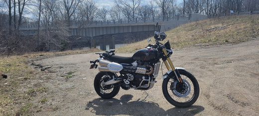 Wind Rider mesh seat cover on a Triumph Scrambler 1200
